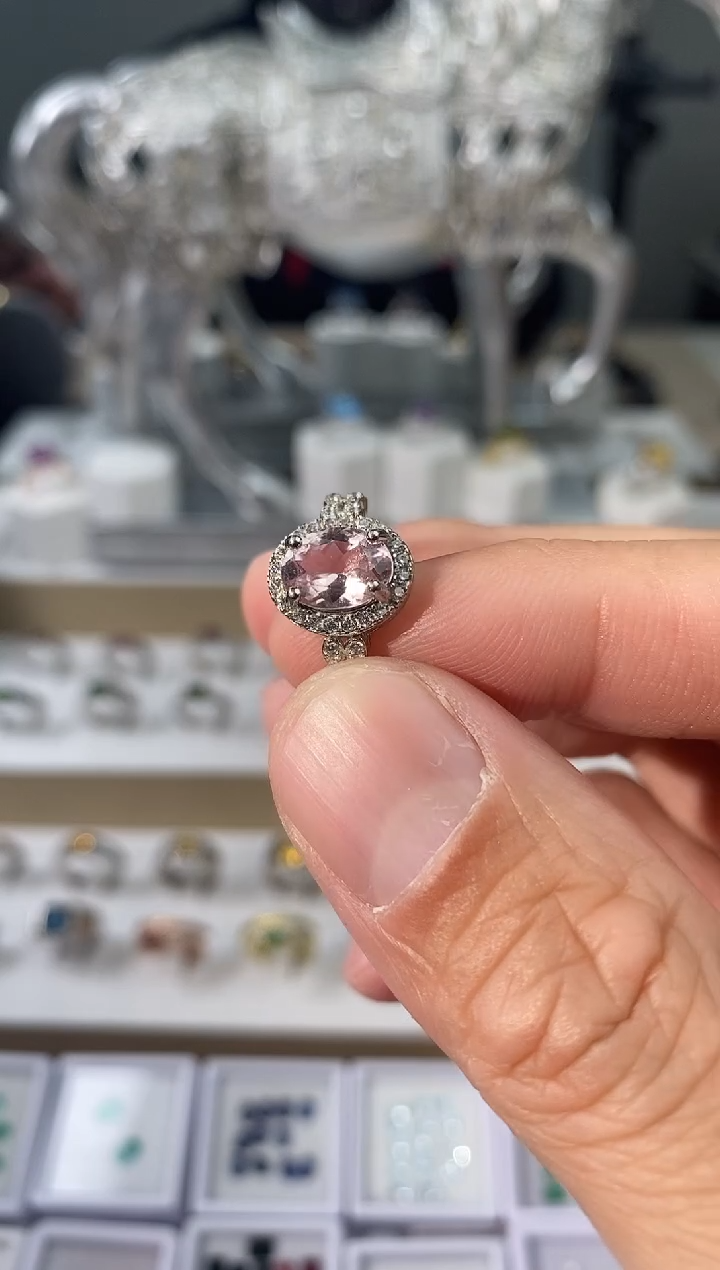 【闪购商品】碧玺戒指银S925镶嵌活口戒圈拍下备注身高体重