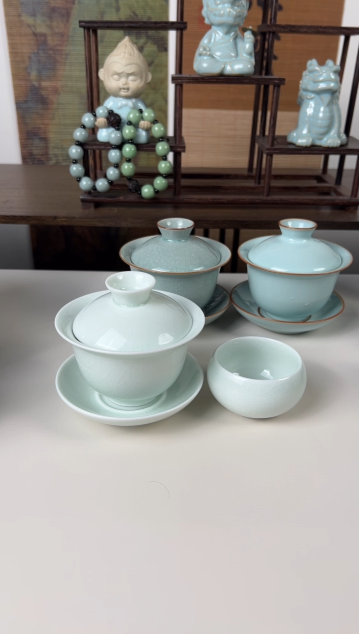 【闪购商品】杯珑匠玉青玉兰盖碗+2只玉青圆融杯