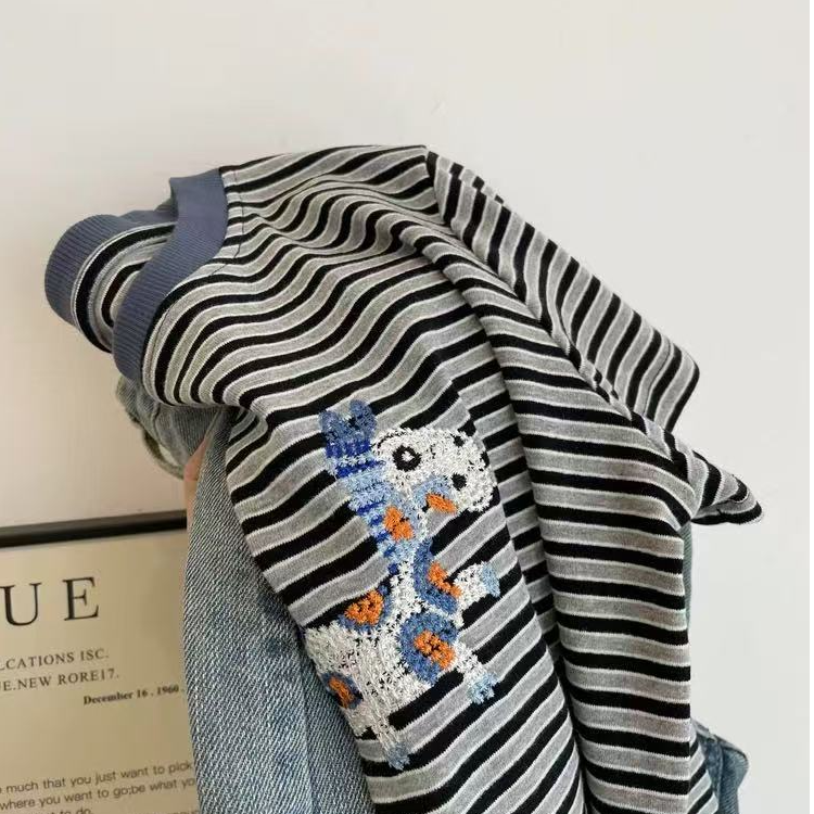 -ARRLMORRE品牌【趣味马仔】原单品质正肩减龄撞色条纹棉T短袖