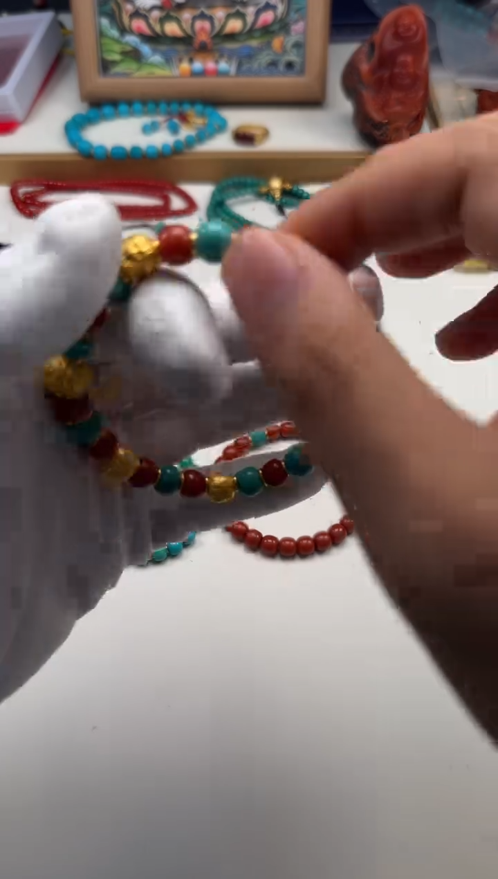 南红玛瑙手串手串18K金镶嵌手串手串