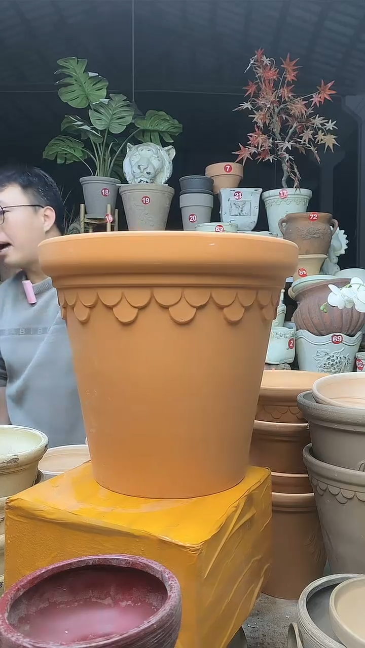 【闪购商品】缸2个30*27红陶巴洛克无托