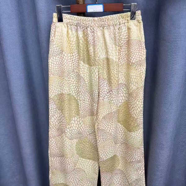 秋季新款简约百搭宽松桑蚕丝直筒长裤女Y477