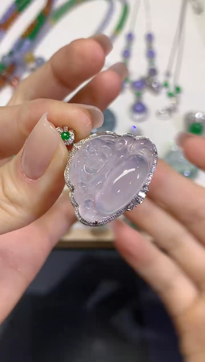 【闪购商品】翡翠颈饰18K金镶嵌团购57