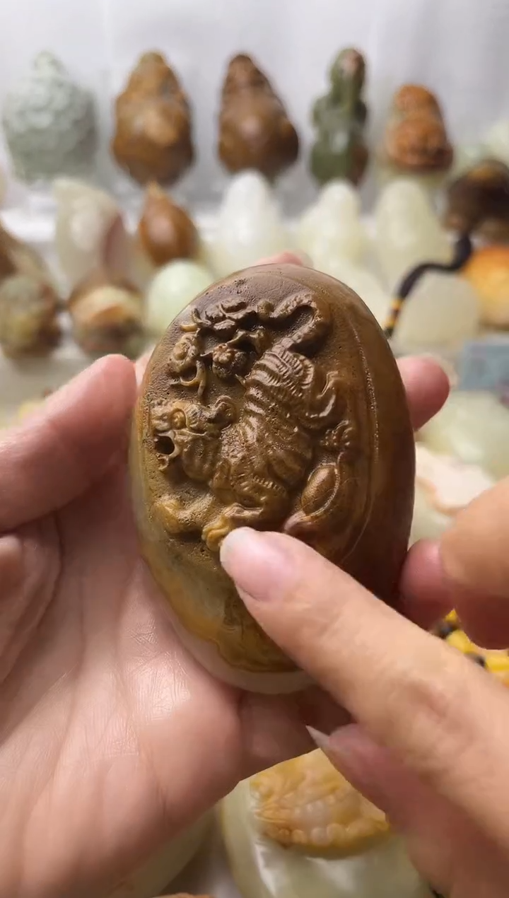 石材方解石棉纹正常不退换虎微瑕