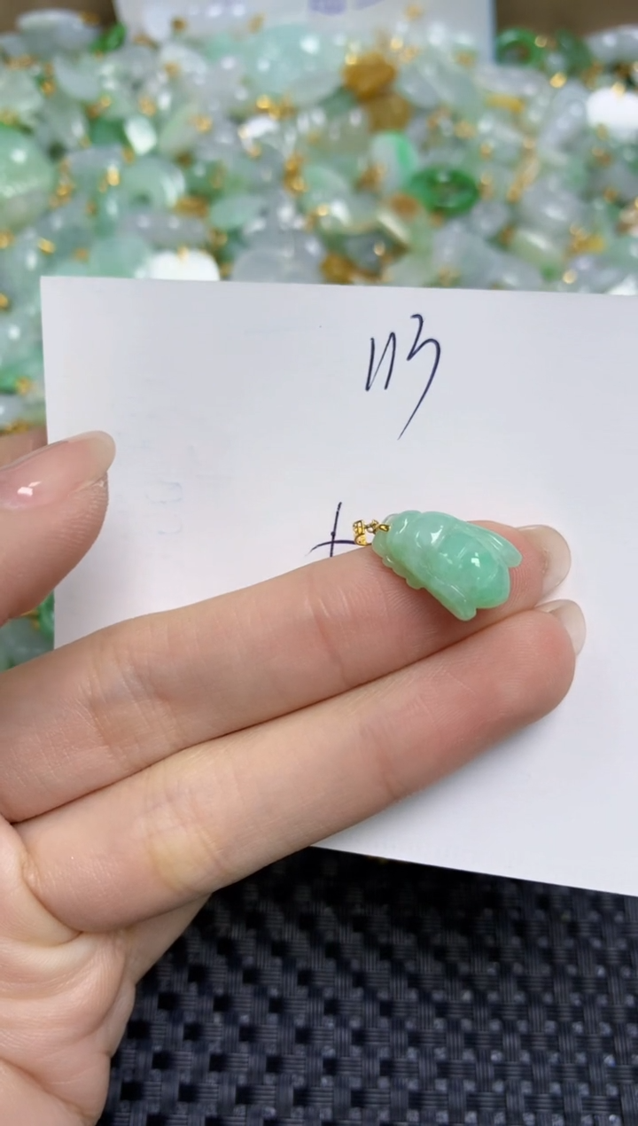 【闪购商品】翡翠颈饰18K金镶嵌天然缅甸A货翡翠