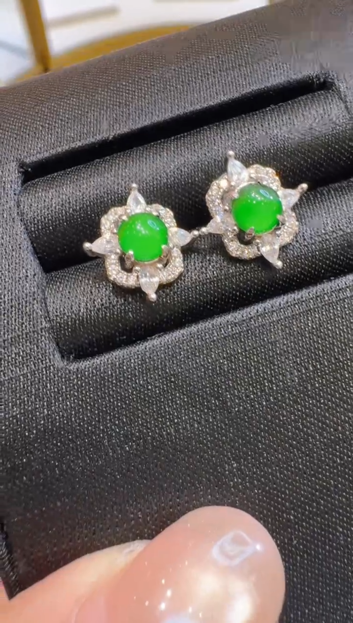 银S925镶嵌翡翠耳饰多样性团购发一件