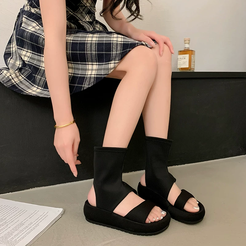 网红爆款厚底时尚百搭新款小众露趾罗马凉鞋3971-8或9969或668