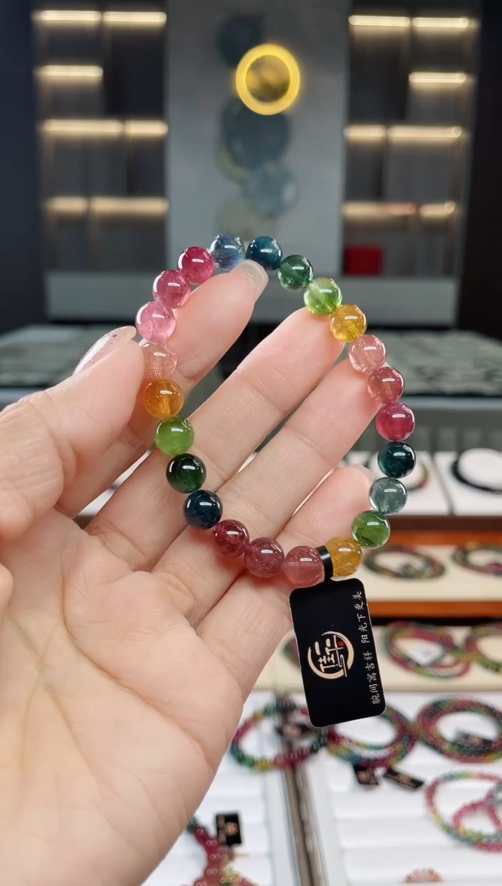 未镶嵌老矿碧玺单圈手串8mm+碧玺多样性发一条T