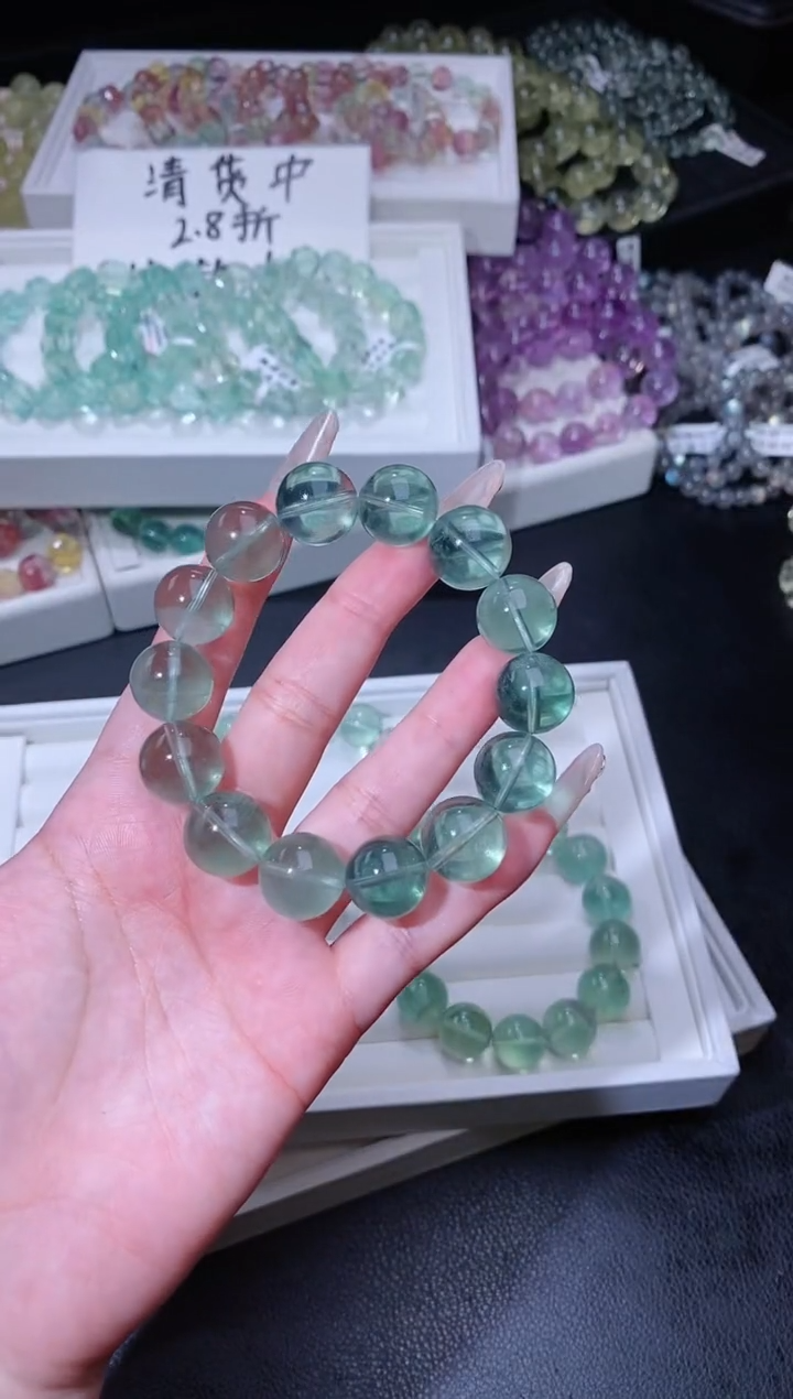 手链未镶嵌萤石86.11绿萤石手串 多样性发其一 微色差