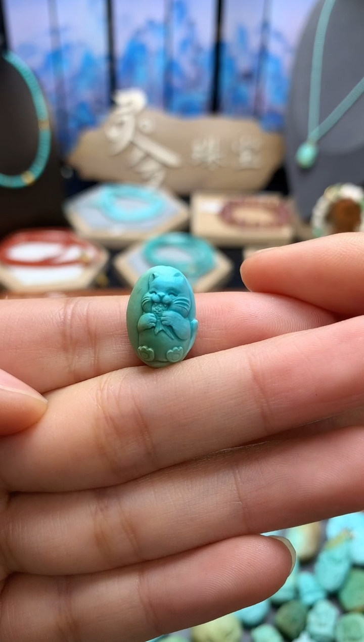【闪购商品】绿松石挂件未镶嵌精工猫咪