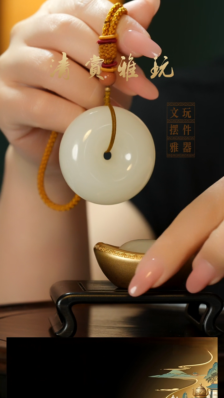 玉《平安扣》手把件摆件