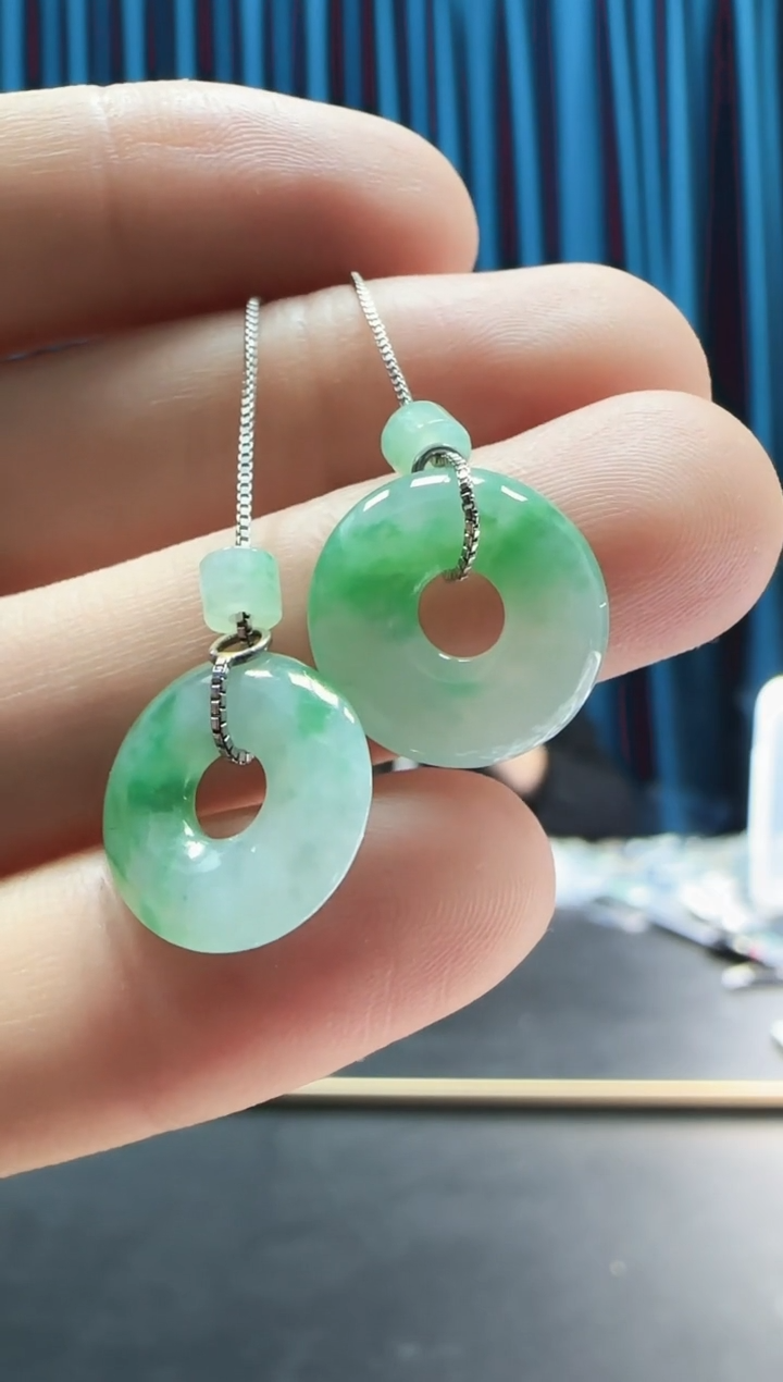 【闪购商品】翡翠耳饰银S925镶嵌不退不换 无鉴赏期