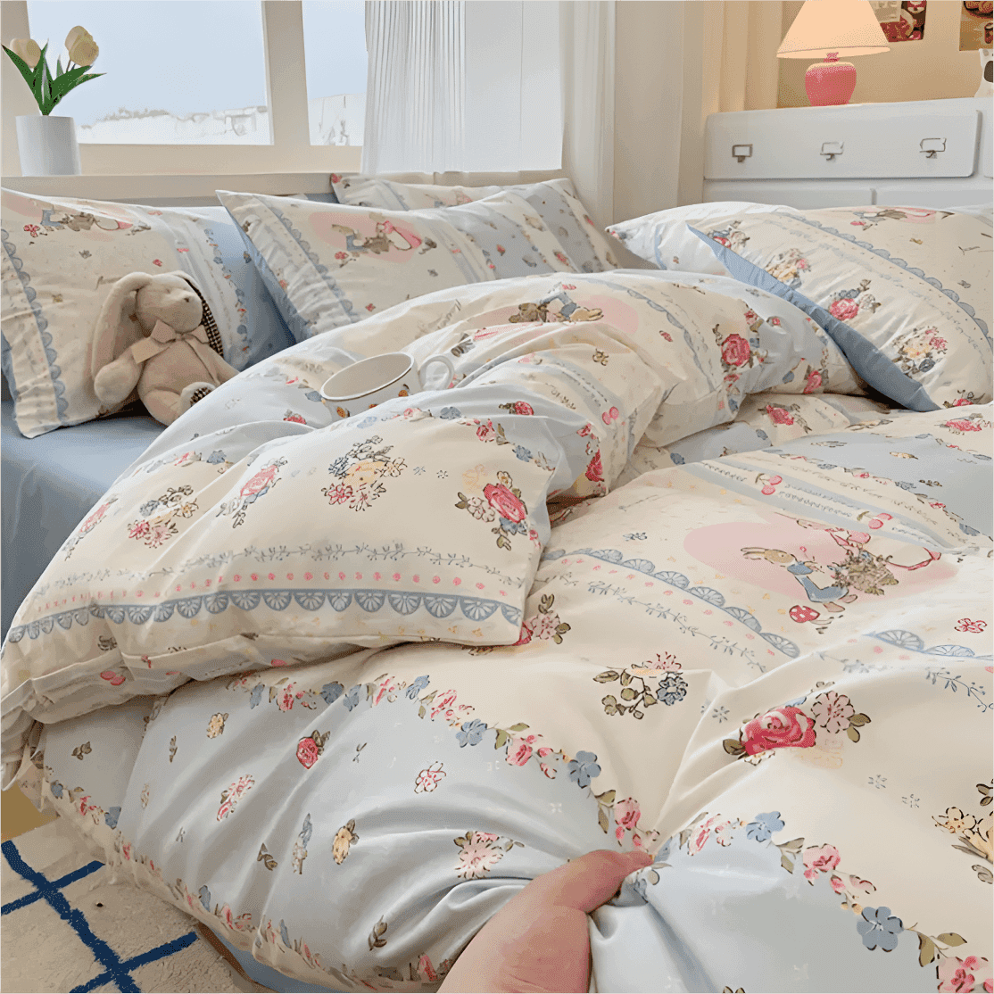 小清新y｜四件套纯棉100%全棉高档适合裸睡家用床上用品四季通用