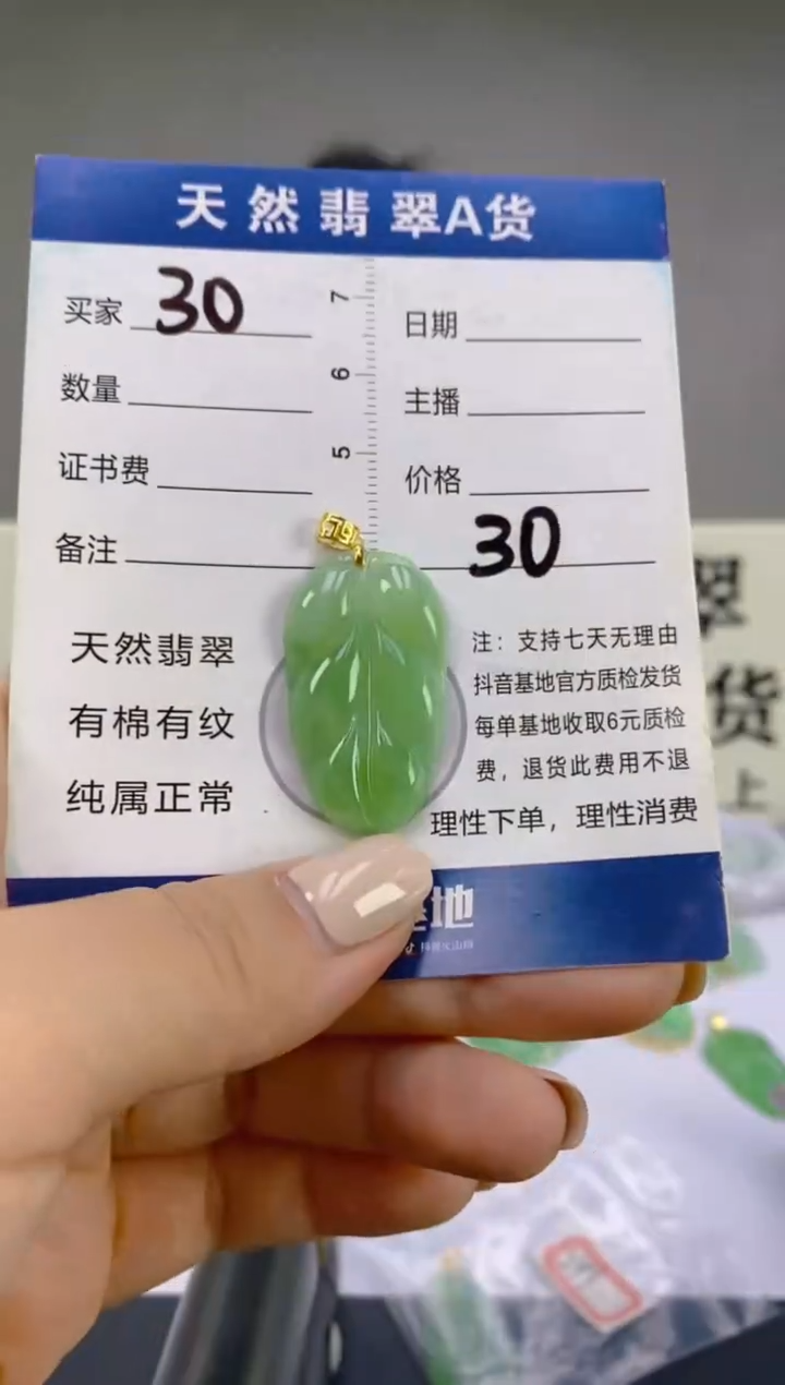 翡翠18K金镶嵌颈饰天然A货缅甸翡翠