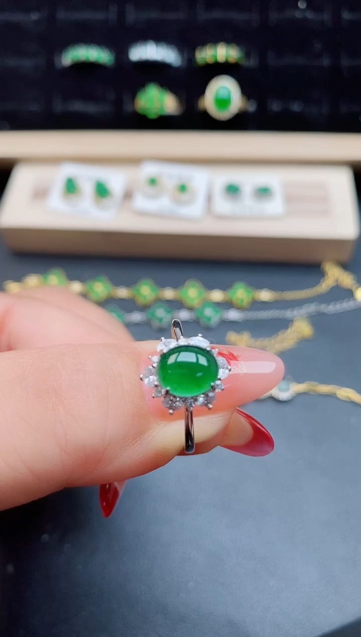 【闪购商品】翡翠戒指银S925镶嵌5080550