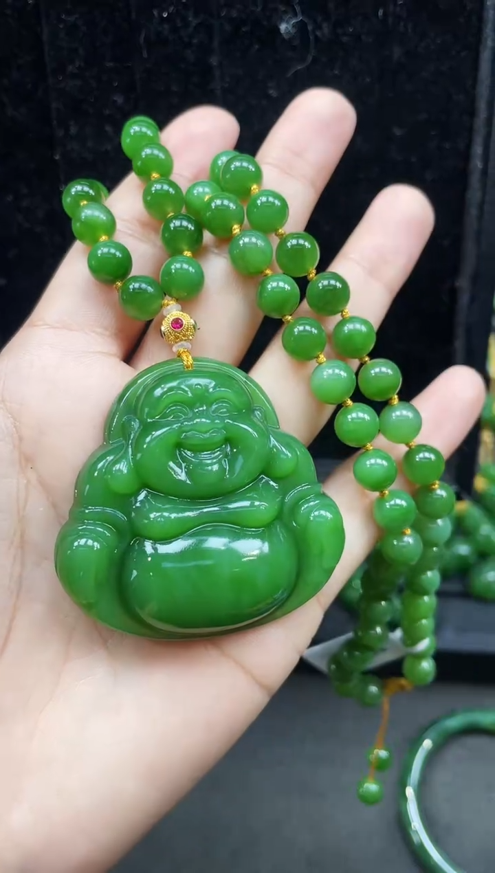 【闪购商品】和田玉套链18K金镶嵌50MM 多样性发一