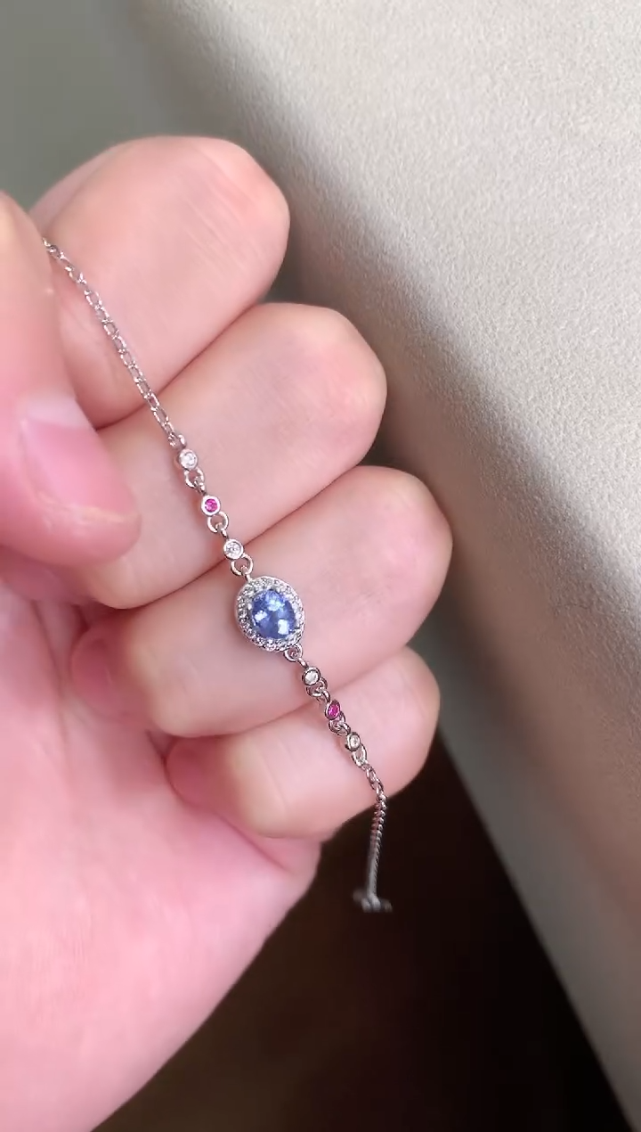 【闪购商品】蓝宝石手链银S925镶嵌手链