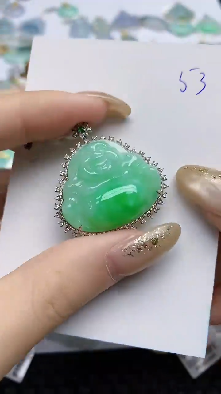 【闪购商品】翡翠颈饰18K金镶嵌天然翡翠A货