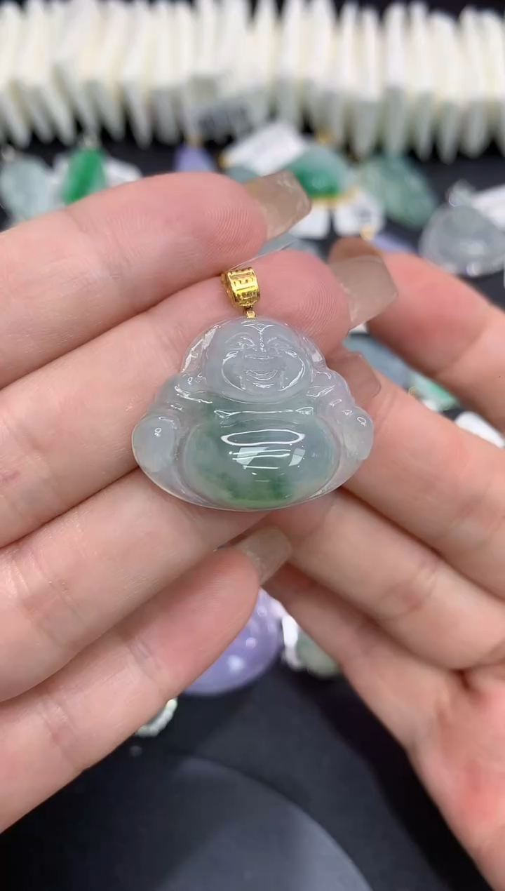 吊坠(不含链)18K金镶嵌翡翠111