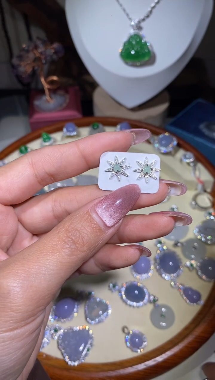 【闪购商品】翡翠耳饰未镶嵌天然a货翡翠