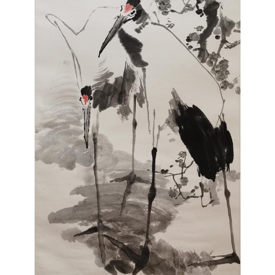 【辽拍】V250709-2-774《仙鹤》（4.6平尺）纸本镜片 yy1217t