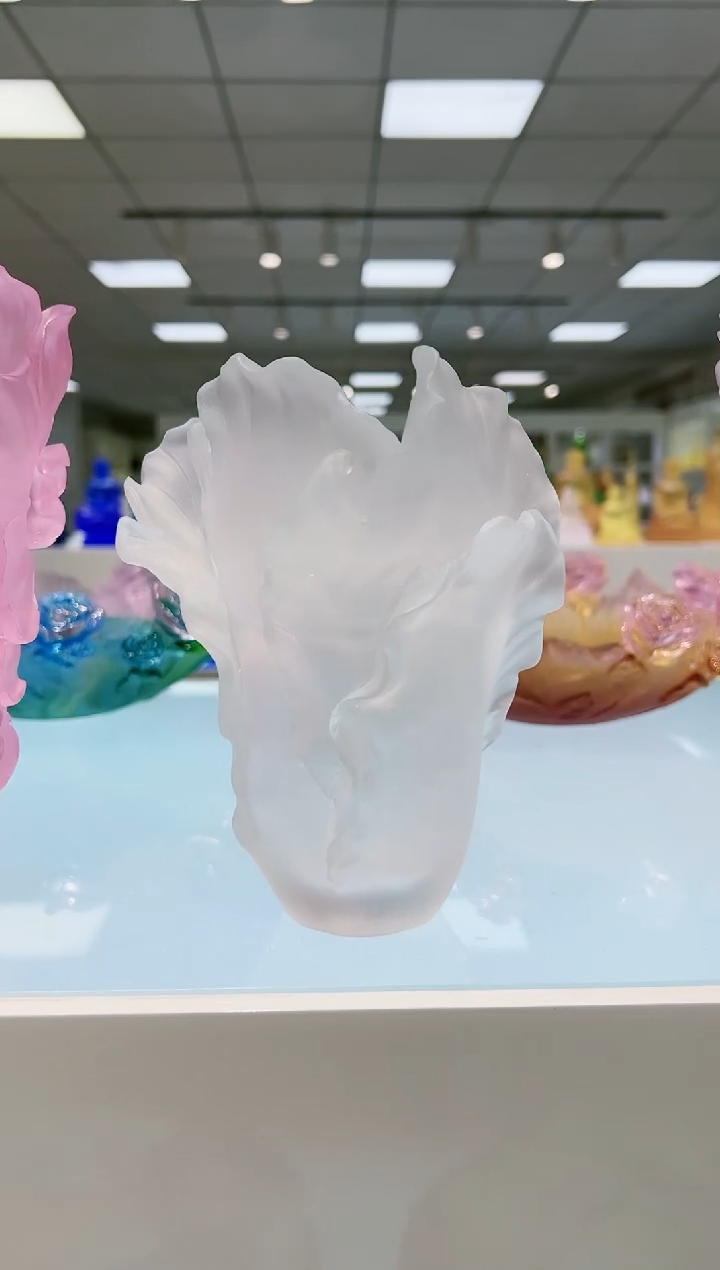 【闪购商品】茶宠古法琉璃白色花瓶