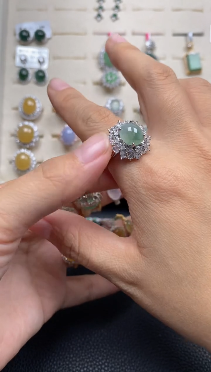 【闪购商品】翡翠戒指银S925镶嵌111111