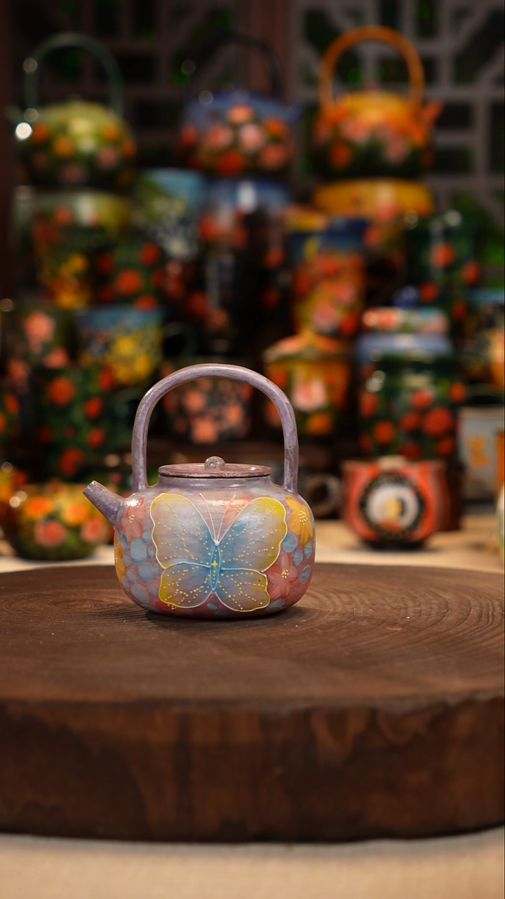 紫砂油画手绘釉下彩