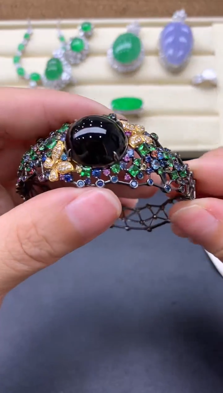 【闪购商品】翡翠手镯18K金镶嵌541-分单-总价60500