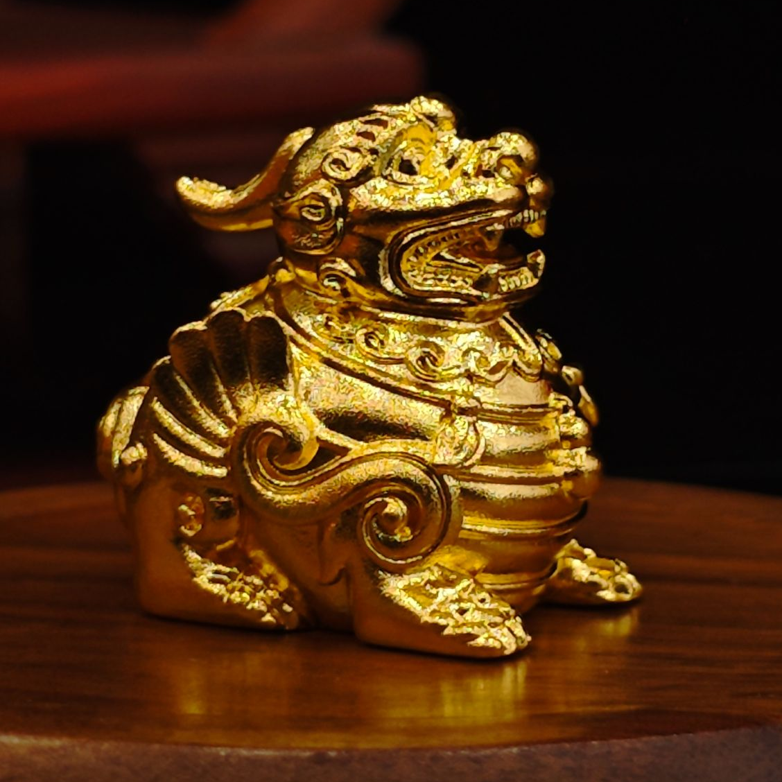 足金999 黄金摆件 祥云麒麟  黄金风水摆件 足金摆件 48.77克