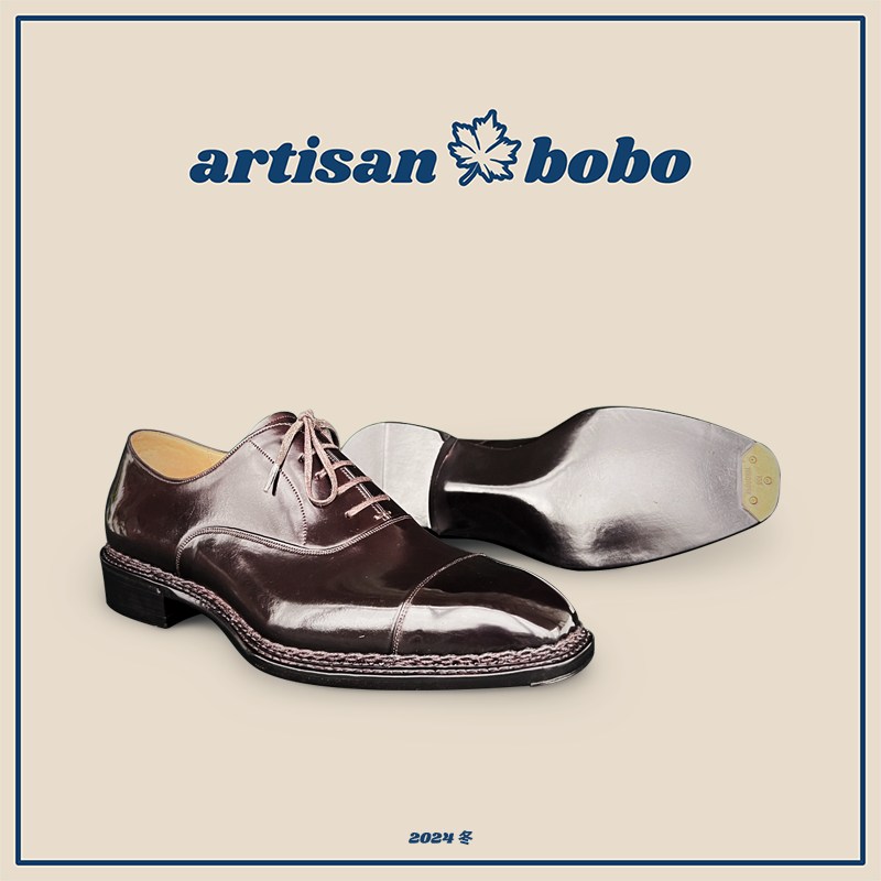 休闲时尚三接头牛津鞋 霍尔文酒红马臀皮 手工360°挪威缝琴底工艺