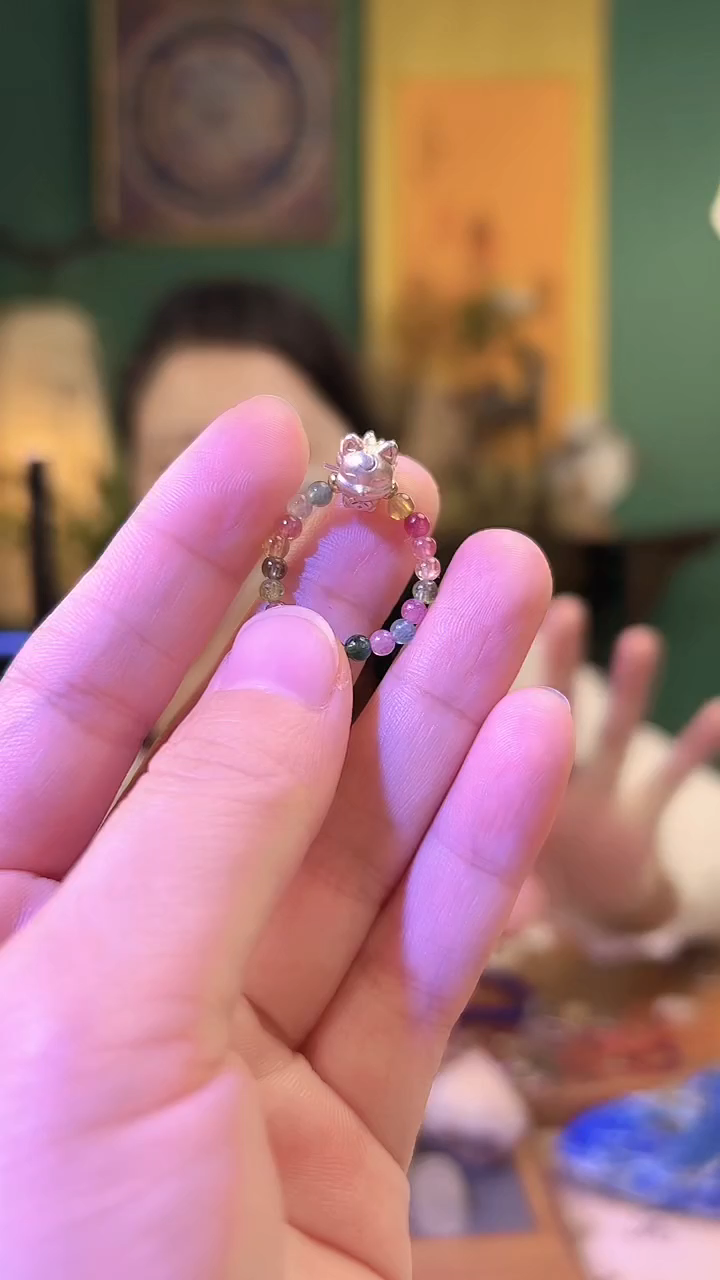 【闪购商品】碧玺戒指足银镶嵌碧玺九尾狐戒指