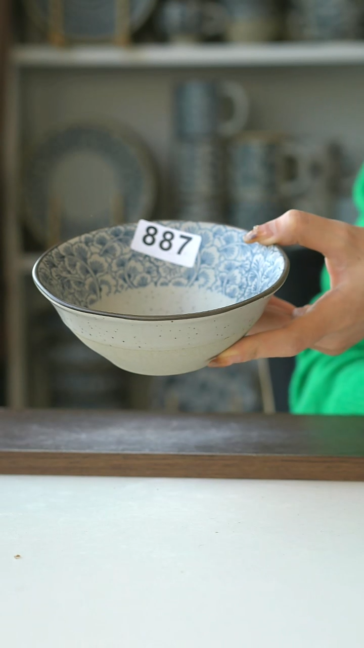 陶瑕887粗陶手绘银杏早餐碗14.5cm@7-7@不退换