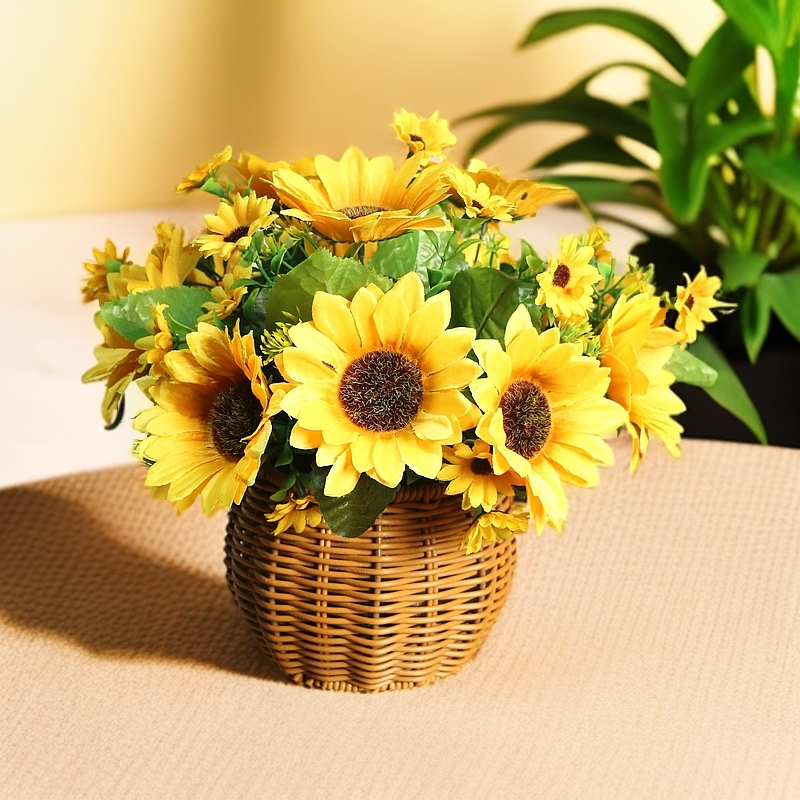 向日葵仿真花假花摆设客厅插花家居装饰摆件餐桌干花塑料花束绢花