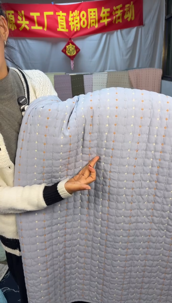 棉纯棉灰蓝色200*230单床盖