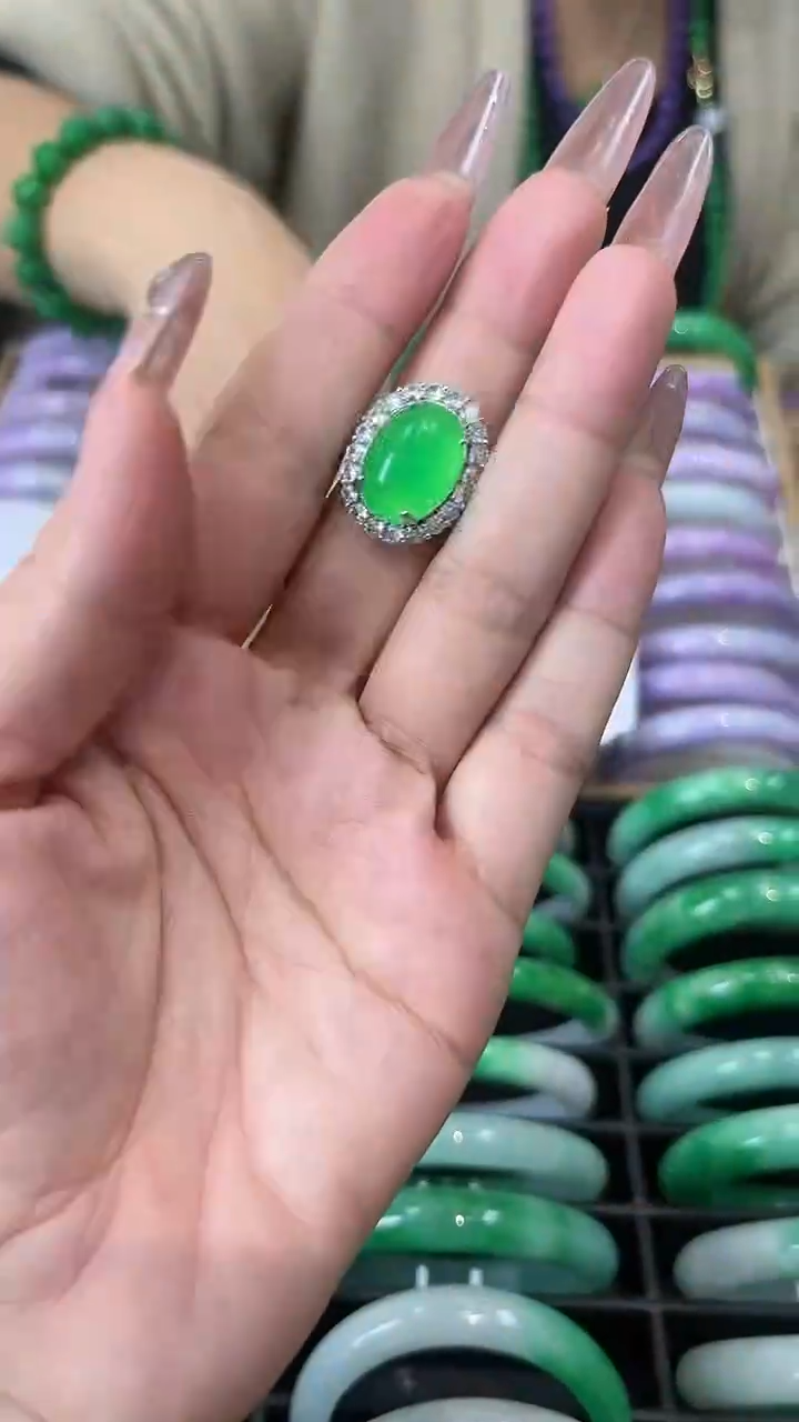 【闪购商品】翡翠戒指银S925镶嵌闪17 戒指