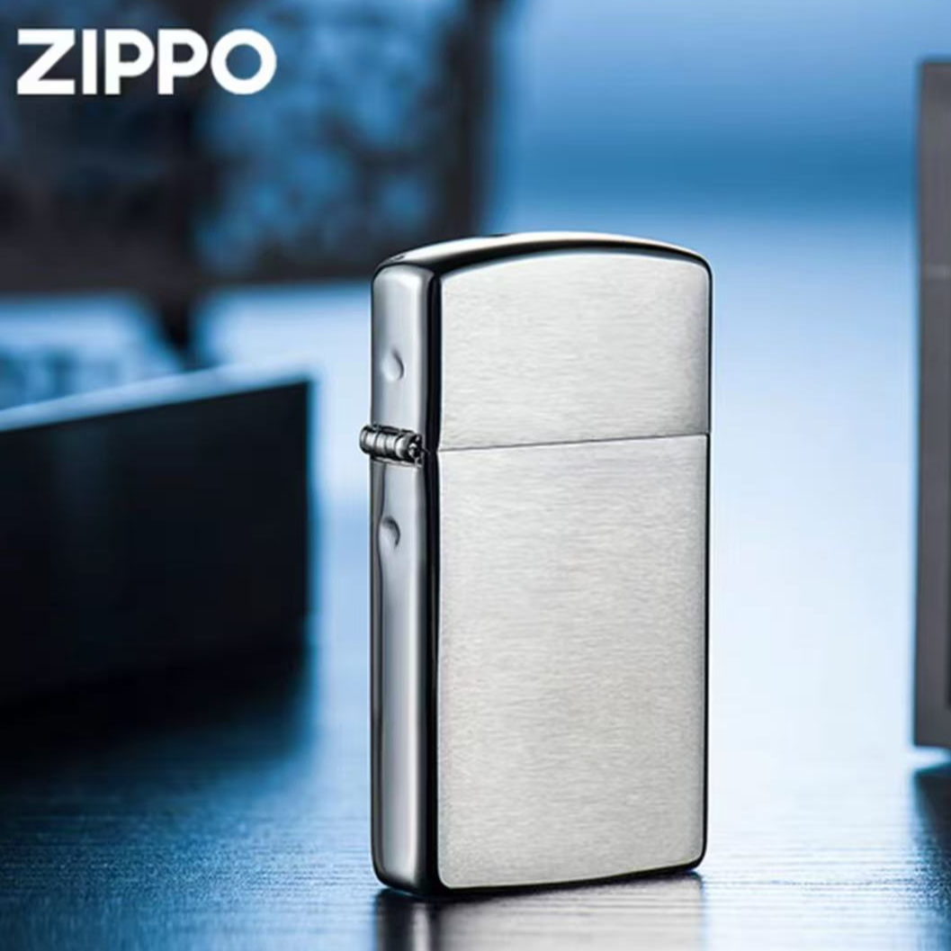 ZIPPO打火机1600纤巧镀铬拉丝光板原装正品轻薄便携男士送礼防风