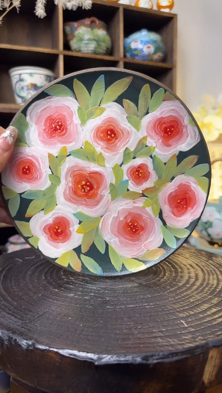 【闪购商品】石一暗夜玫瑰大茶盘