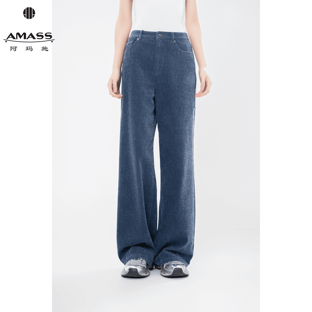 AMASS/阿玛施秋季新款复古丹宁风时尚质感中腰休闲牛仔裤 5100388