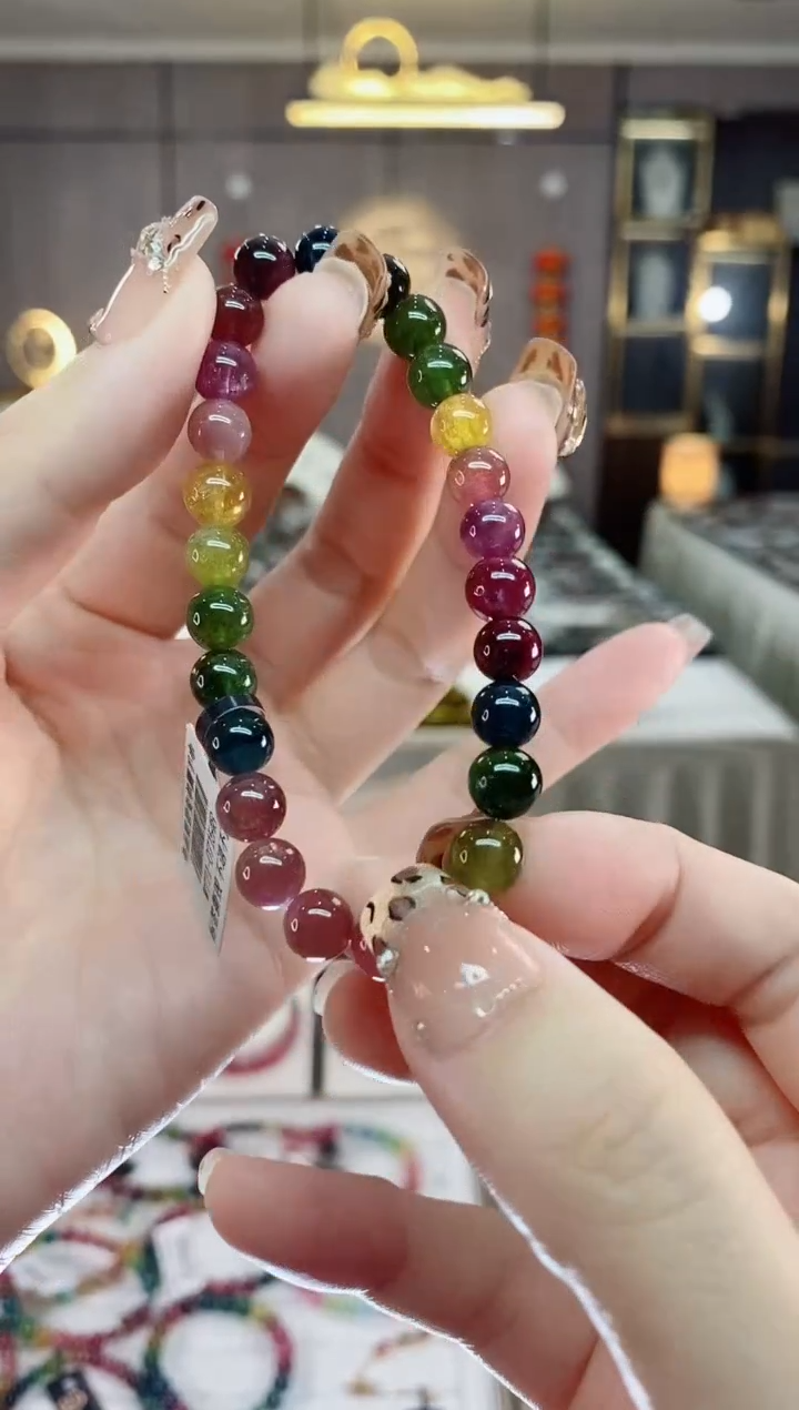 【闪购商品】碧玺单圈手串7mm+未镶嵌一物一证dan多样性发货一条