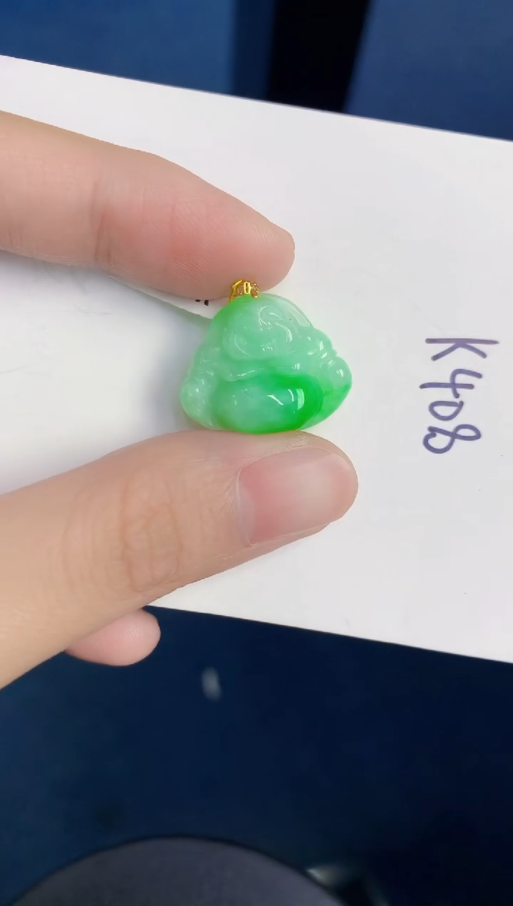 颈饰18K金镶嵌翡翠天然翡翠缅甸A货