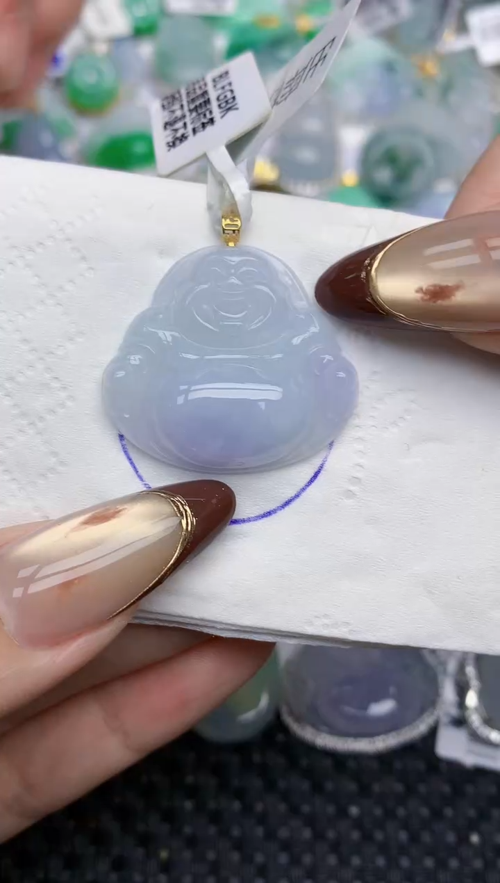 颈饰18K金镶嵌翡翠71   天然翡翠A货  百元以上9米证书费自理