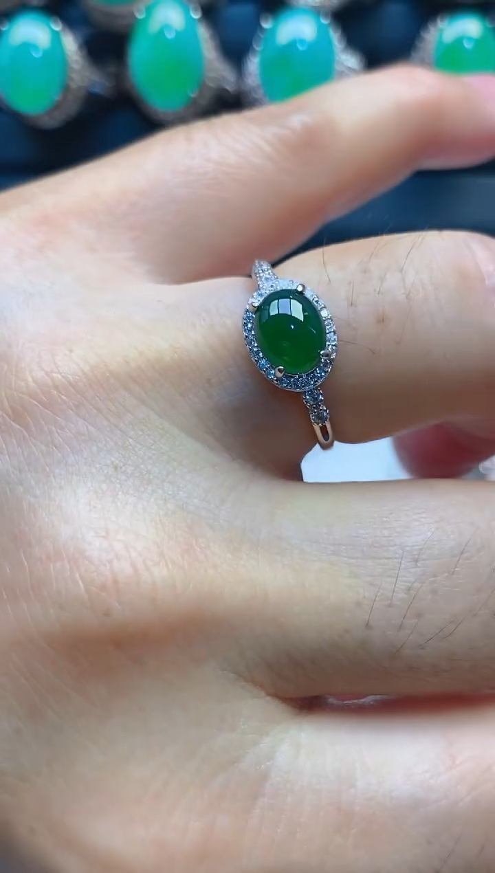 【闪购商品】翡翠耳饰银S925镶嵌天然A货翡翠1