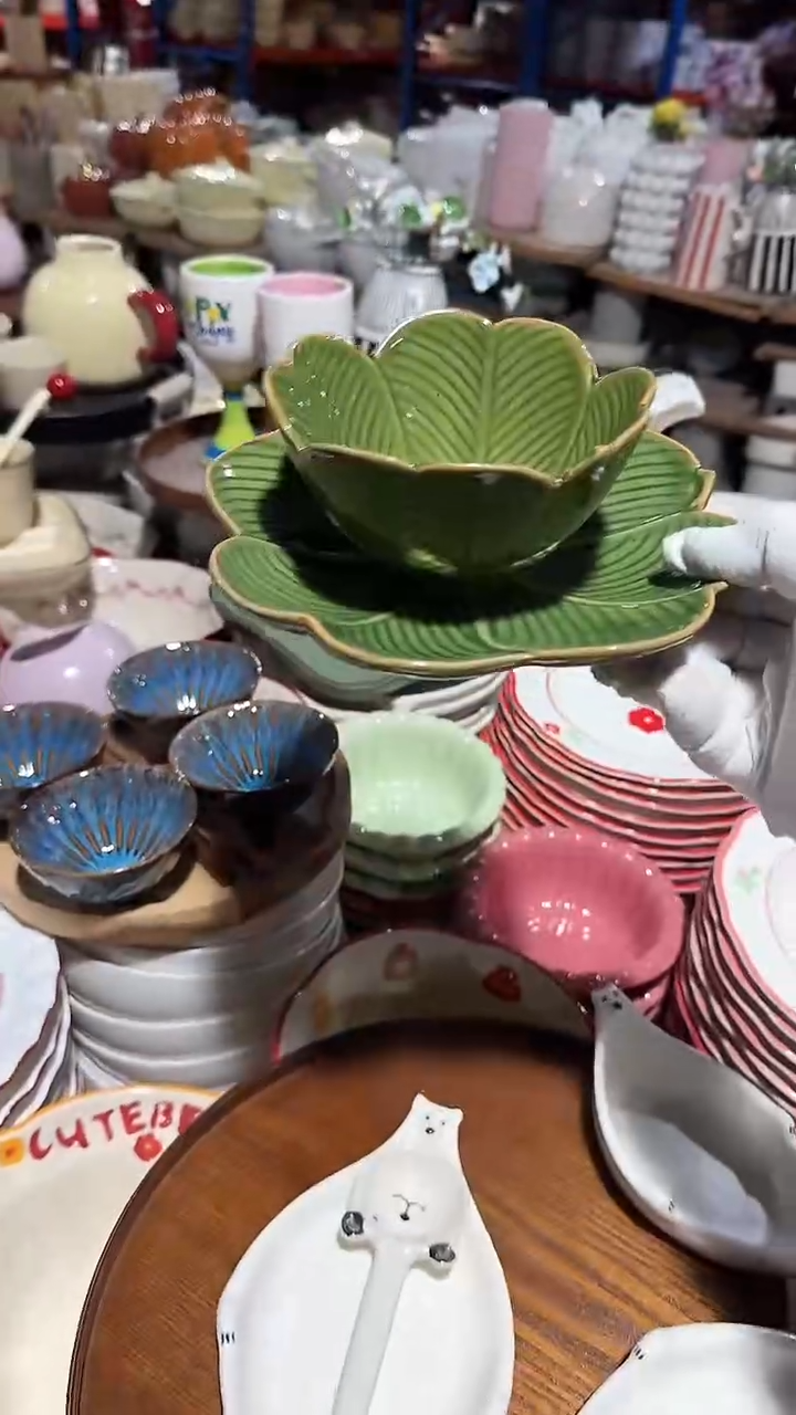 陶瓷绿色2件套微瑕 凑满20元包邮