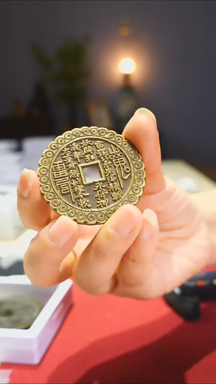 【闪购商品】金属老金钱纹山鬼花钱内方5/0169