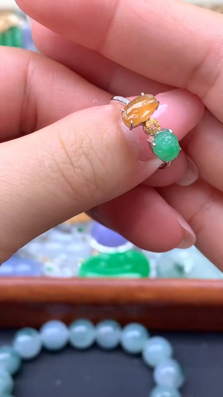 【闪购商品】翡翠戒指18K金镶嵌117-天然翡翠