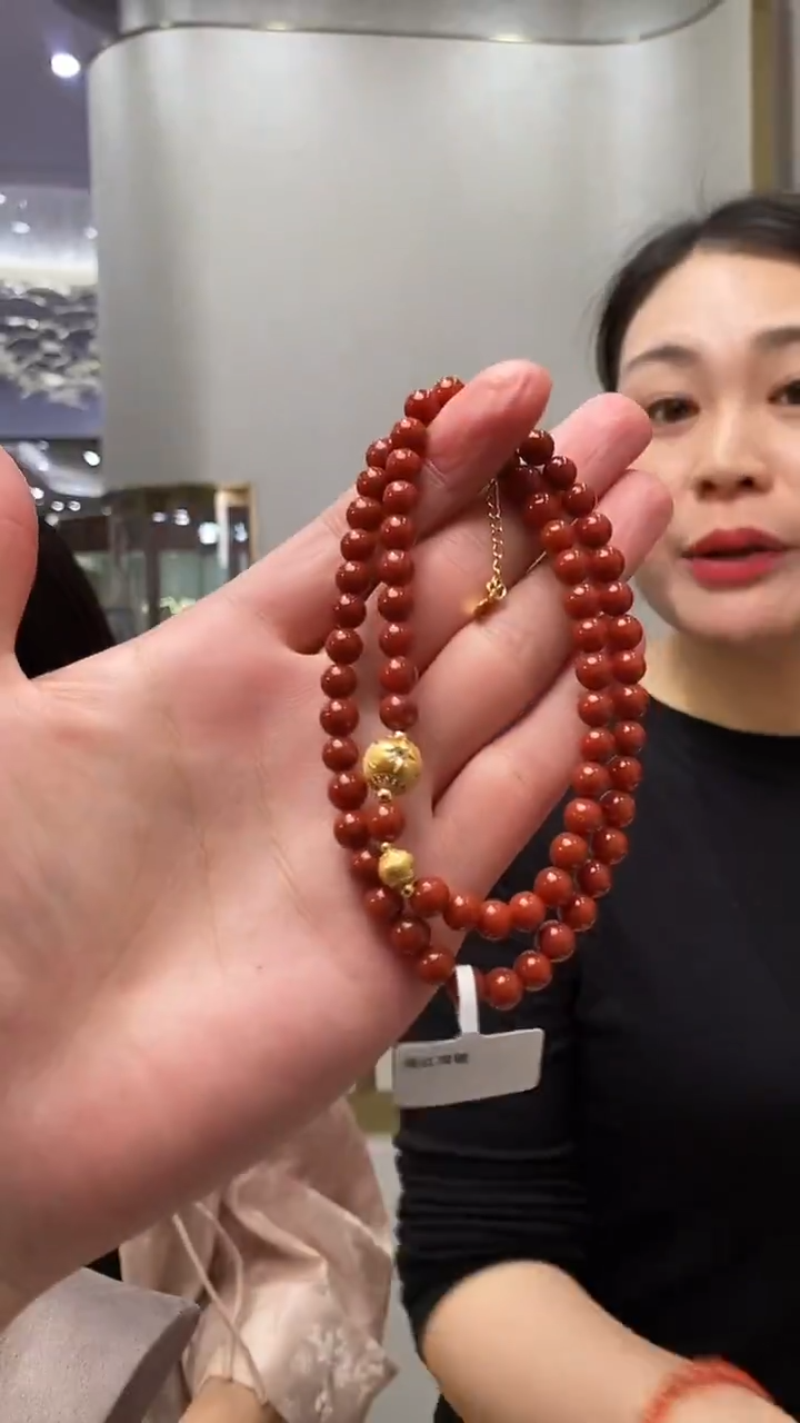 项链未镶嵌南红玛瑙天然原矿南红圆珠项链6mm+