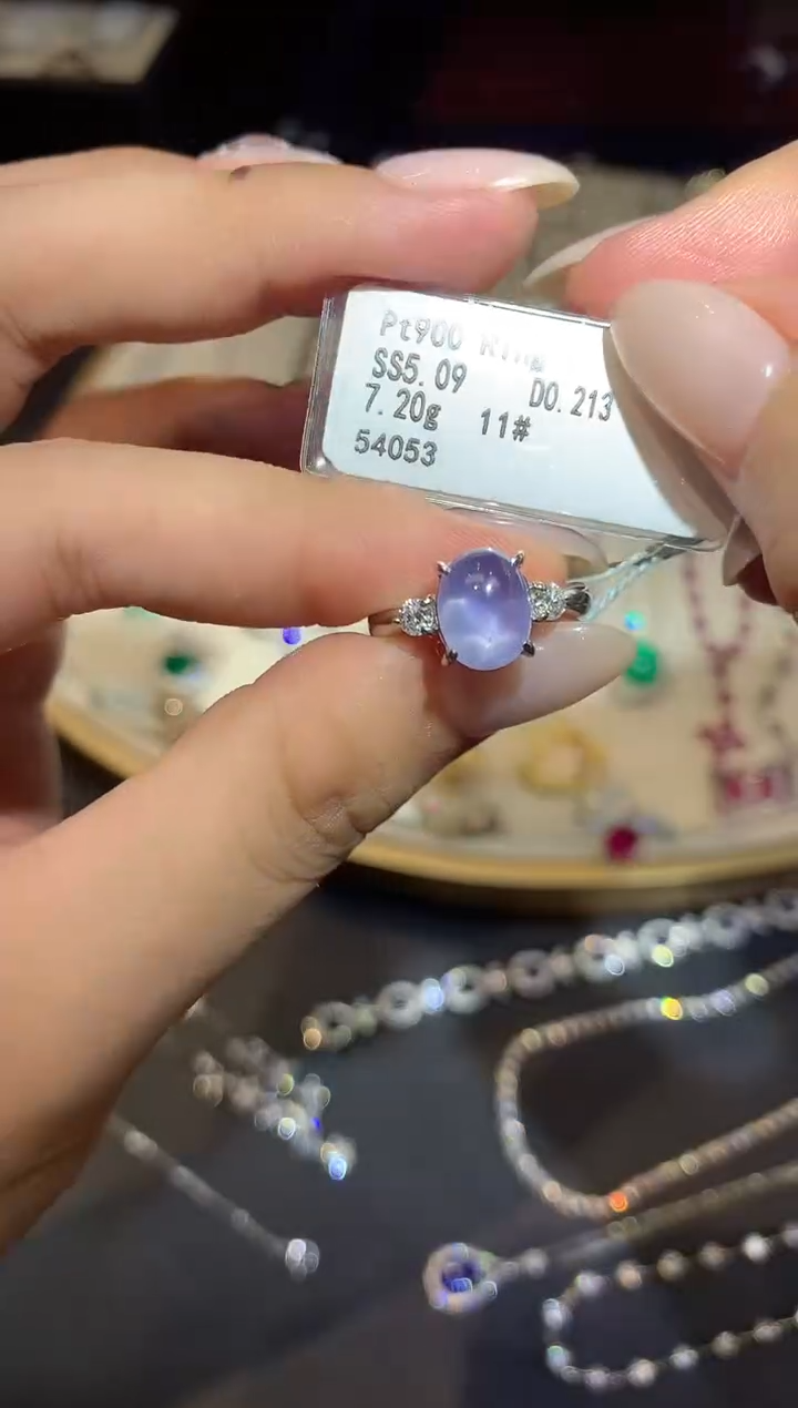 铂Pt850镶嵌戒指钻石W315|8800