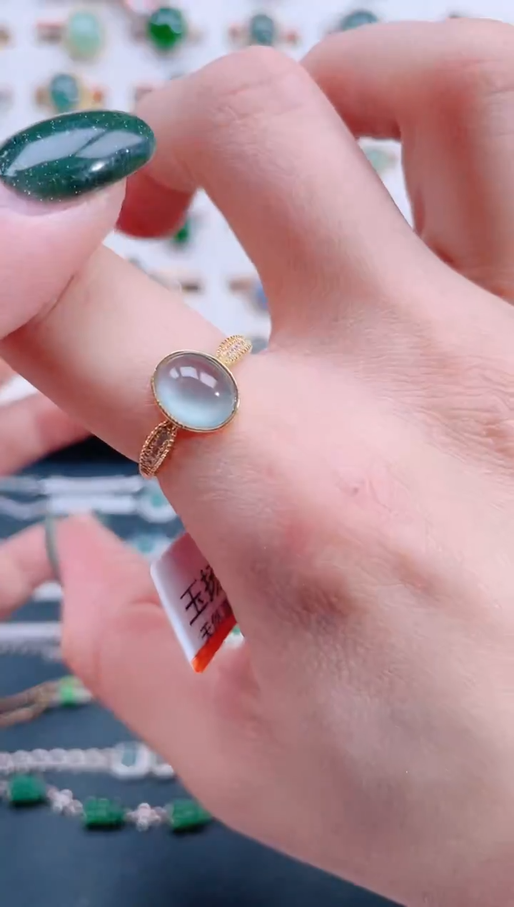 银S925镶嵌戒指翡翠天然翡翠