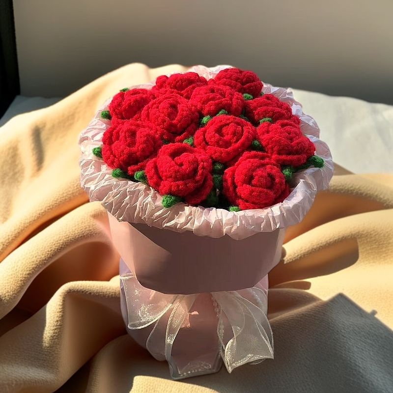 情人节妇女节生日纪念日礼物手工编织11朵一生一世花束草莓莓烦恼